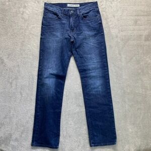 Express Jeans Mens 32X34 Blue Rocco Slim Straight Low Rise Dark Wash Denim